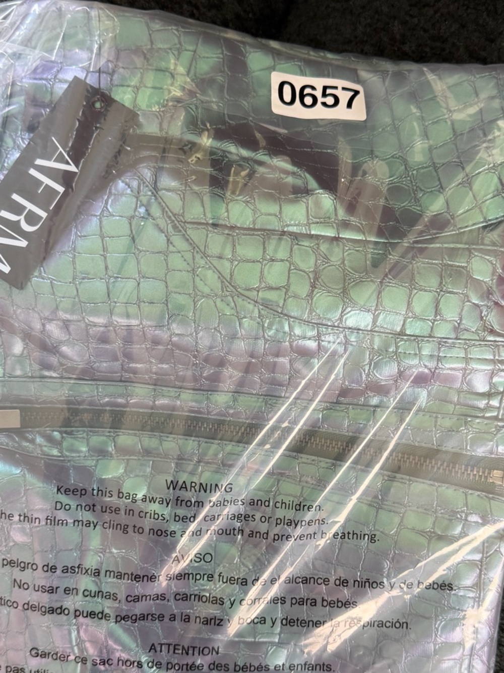 NEW AFRM 2 Piece Heston Croc Embossed Pants & Tube Top in Mermaid Iridescent - Picture 14 of 14